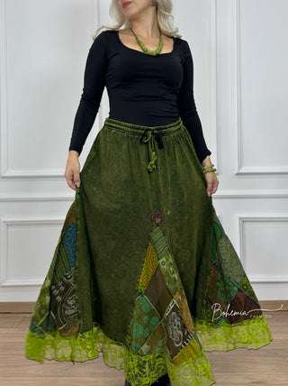 Virágdíszítéses patchwork szoknya