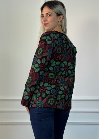 Top din bumbac cu decor floral