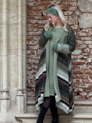 Kötött gyapjúkeverék ruha és kardigán