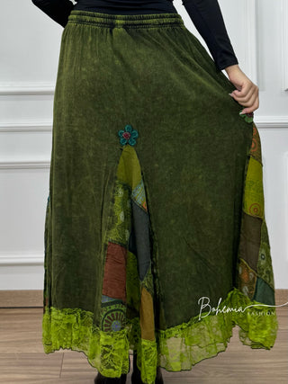 Virágdíszítéses patchwork szoknya