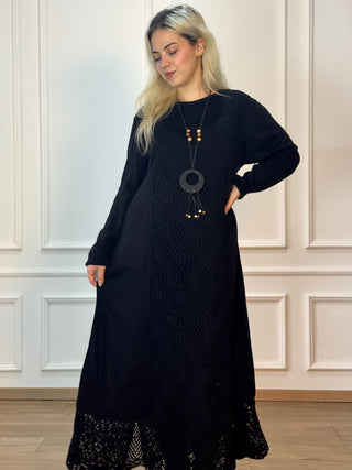 Hosszú kötött gyapjúkeverék ruha