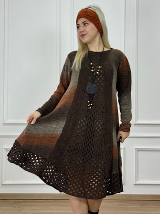 Kötött gyapjúkeverék ruha és kardigán