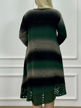 Kötött gyapjúkeverék ruha és kardigán