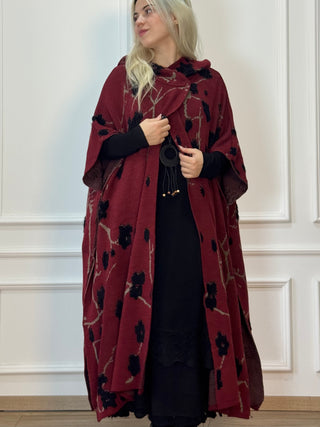 Gyapjú keverék kapucnis köpeny