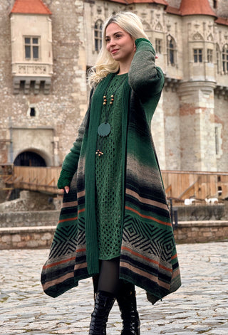 Kötött gyapjúkeverék ruha és kardigán