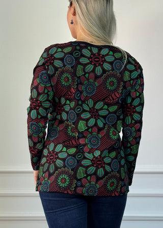 Top din bumbac cu decor floral