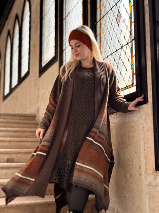 Kötött gyapjúkeverék ruha és kardigán