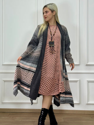 Kötött gyapjúkeverék ruha és kardigán