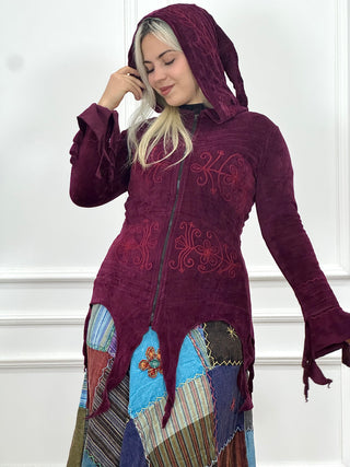 Hímzett kardigán vágott szegéllyel