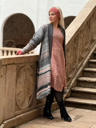 Kötött gyapjúkeverék ruha és kardigán