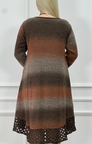 Kötött gyapjúkeverék ruha és kardigán