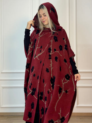 Gyapjú keverék kapucnis köpeny