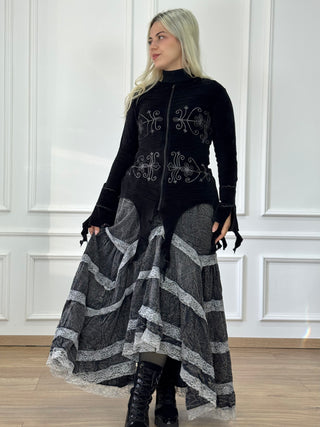 Hímzett kardigán vágott szegéllyel