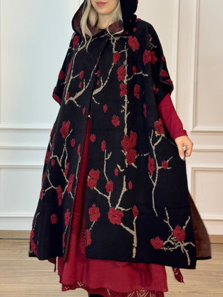 Gyapjú keverék kapucnis köpeny