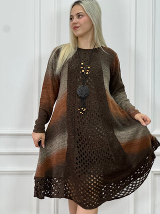 Kötött gyapjúkeverék ruha és kardigán