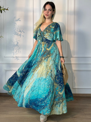 Rochie maxi cu decolteu în formă de inimă