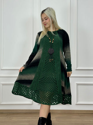 Kötött gyapjúkeverék ruha és kardigán