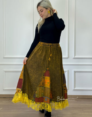 Virágdíszítéses patchwork szoknya