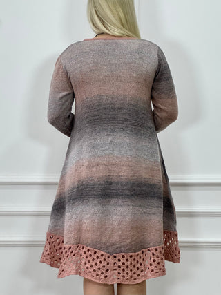 Kötött gyapjúkeverék ruha és kardigán