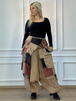 Patchwork részletes aladdin nadrág