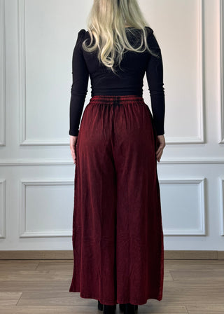 Pantaloni din bumbac cu decor floral