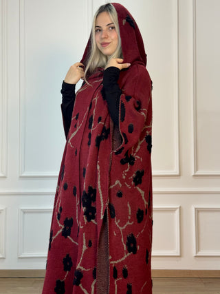 Gyapjú keverék kapucnis köpeny