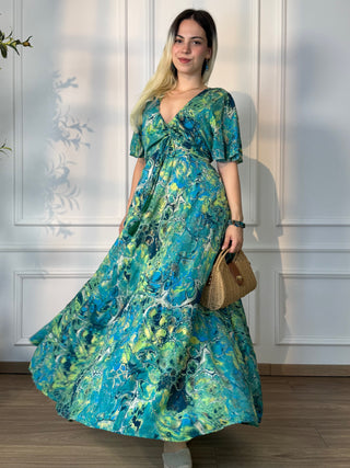 Rochie maxi cu decolteu în formă de inimă