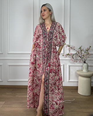 Derékban összehúzható maxi ruha