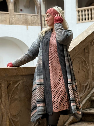 Kötött gyapjúkeverék ruha és kardigán