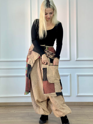 Patchwork részletes aladdin nadrág