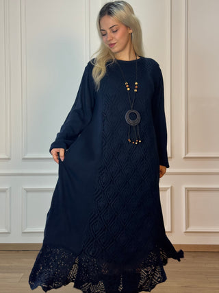 Hosszú kötött gyapjúkeverék ruha