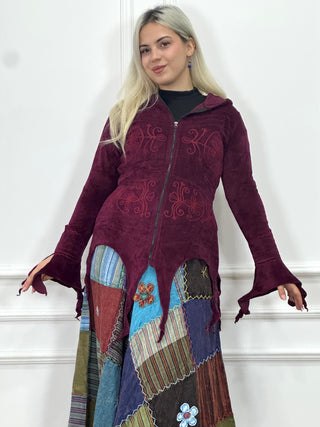 Hímzett kardigán vágott szegéllyel