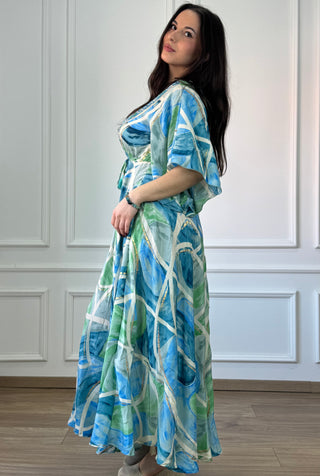 Rochie lungă cu talie ajustabilă