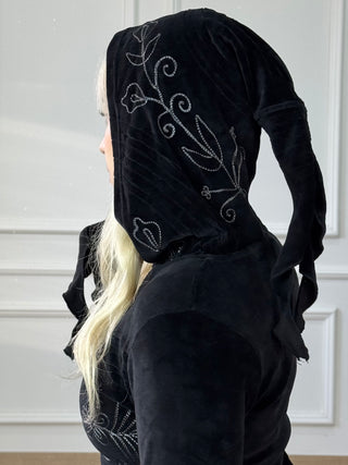 Hímzett kardigán vágott szegéllyel