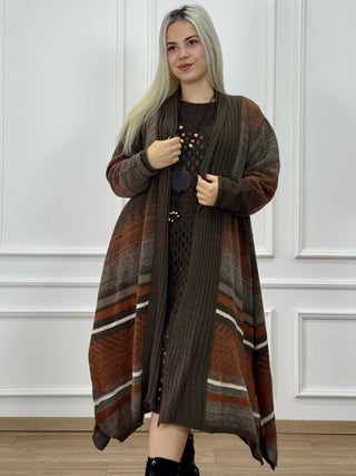 Kötött gyapjúkeverék ruha és kardigán