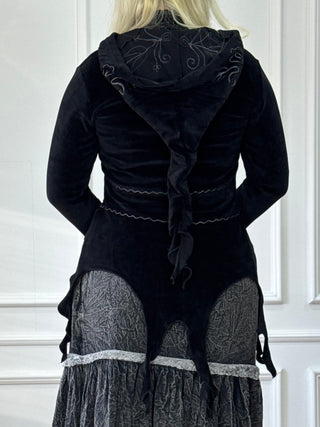 Hímzett kardigán vágott szegéllyel