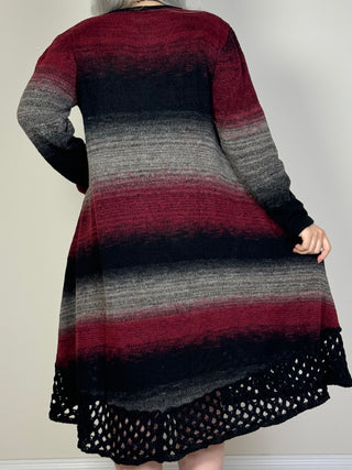 Knitted wool blend dress - Burgundy/Black
