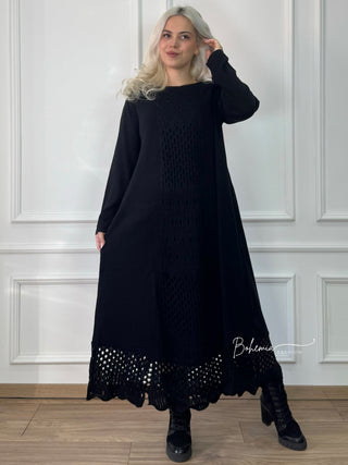 Hosszú kötött gyapjúkeverék ruha