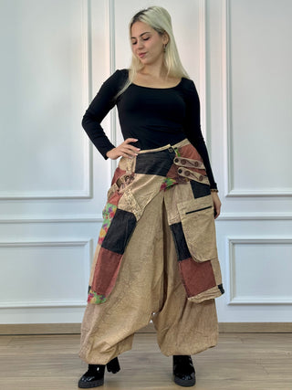 Patchwork részletes aladdin nadrág