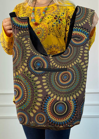 Geantă de umăr din bumbac cu model mandala