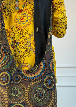 Geantă de umăr din bumbac cu model mandala