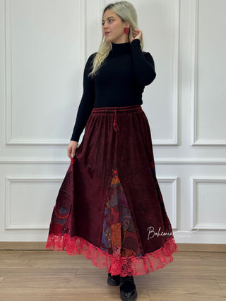 Virágdíszítéses patchwork szoknya