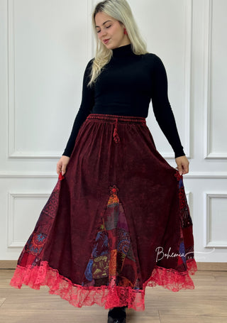 Virágdíszítéses patchwork szoknya