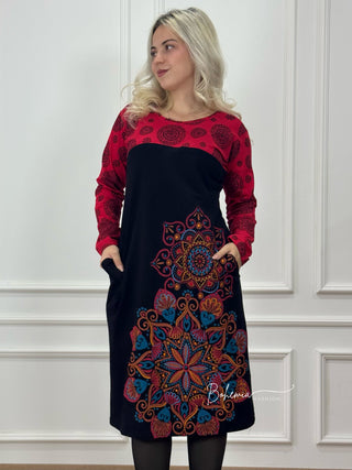 Midi ruha kontrasztos felsőrésszel