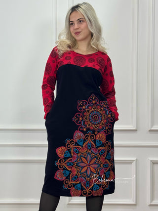 Midi ruha kontrasztos felsőrésszel