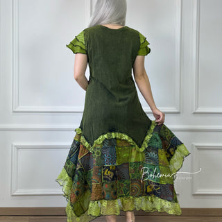 Rövid ujjú patchwork ruha