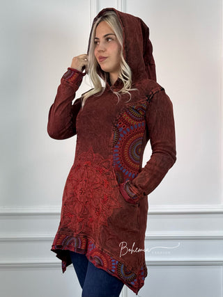 Kőmosott mandalás pulóver