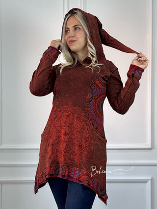 Kőmosott mandalás pulóver