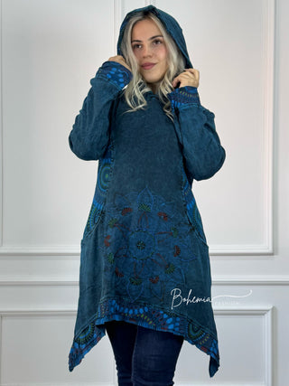 Kőmosott mandalás pulóver