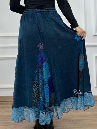 Virágdíszítéses patchwork szoknya